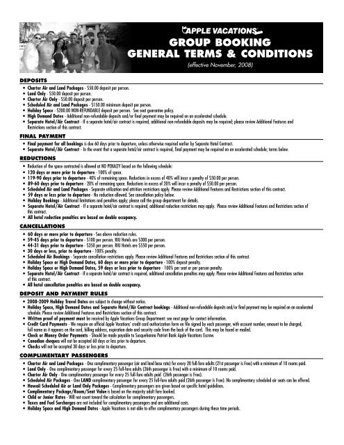 group booking general terms &amp; conditions - Travel Agent Academy