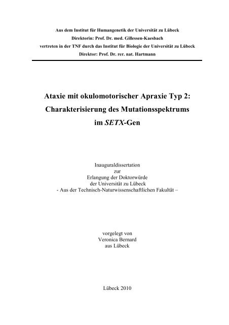 Ataxie mit okulomotorischer Apraxie Typ 2: Charakterisierung des ...