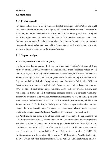 Ataxie mit okulomotorischer Apraxie Typ 2: Charakterisierung des ...