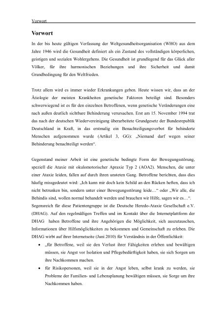 Ataxie mit okulomotorischer Apraxie Typ 2: Charakterisierung des ...