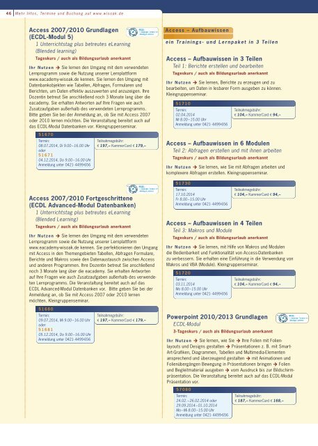 Jahresprogramm Berufliche Bildung Bremen 2014 - Wirtschafts