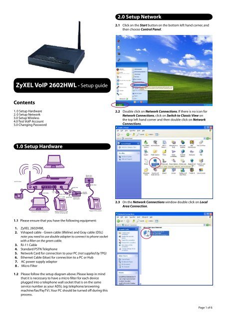 ZyXEL VoIP 2602HWL- Setup guide - TPG Internet