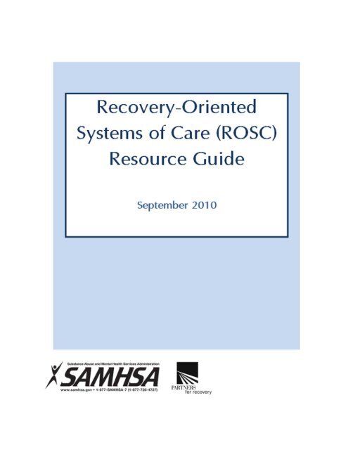 Recovery-Oriented Systems of Care (ROSC) Resource Guide ...