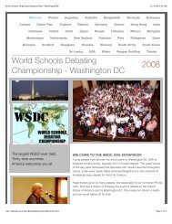 Tournament scrapbook - World Schools Debating Championships