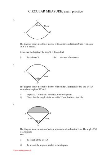 CIRCULAR MEASURE; exam practice