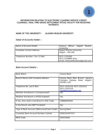 information relating to electronic clearing service - UGC