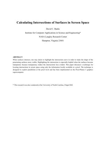 Calculating Intersections of Surfaces in Screen Space