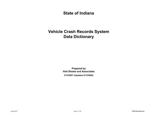 Indiana Aries Crash Data Dictionary 09 Nhtsa Indiana Aries Crash Data Dictionary 09 Nhtsa