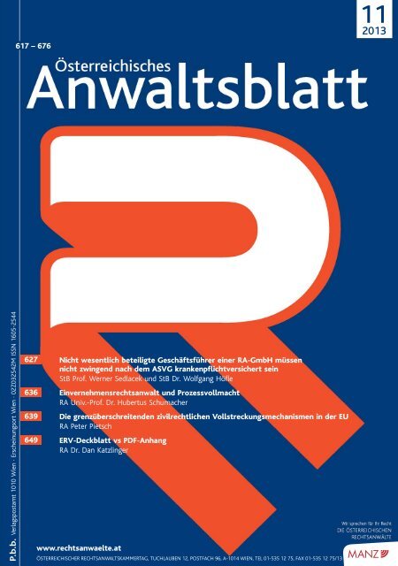 rechtsanwaelte.at: 1. 10. 2013 - Österreichischer ...