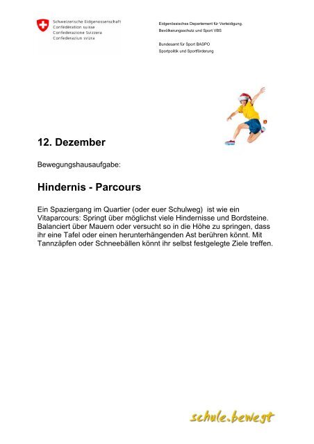 Bewegungs - Adventskalender