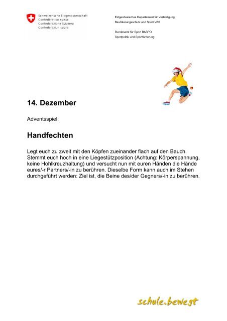 Bewegungs - Adventskalender