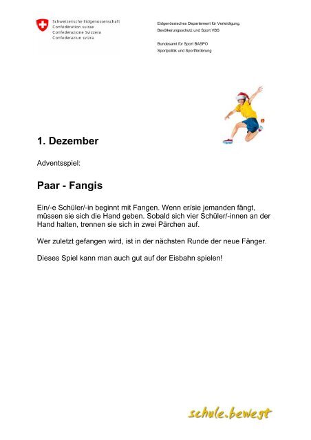 Bewegungs - Adventskalender