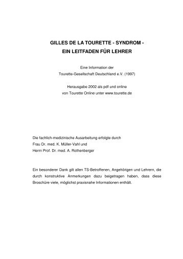 ein leitfaden fÃ¼r lehrer - Tourette Syndrom Homepage Deutschland