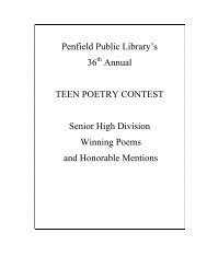 Penfield Public Library's 36 Annual TEEN POETRY CONTEST ...