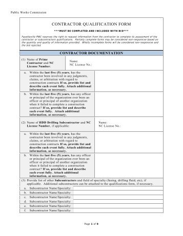 CONTRACTOR QUALIFICATION FORM - Public Documents