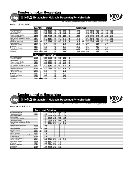 Sonderfahrplan Hessentag Sonderfahrplan ... - Stadt Butzbach