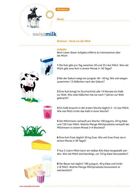 Rechnen Rund Um Die Milch Swissmilk