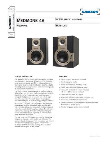 Download the MediaOne 4a Technical Sheet in PDF format - Samson