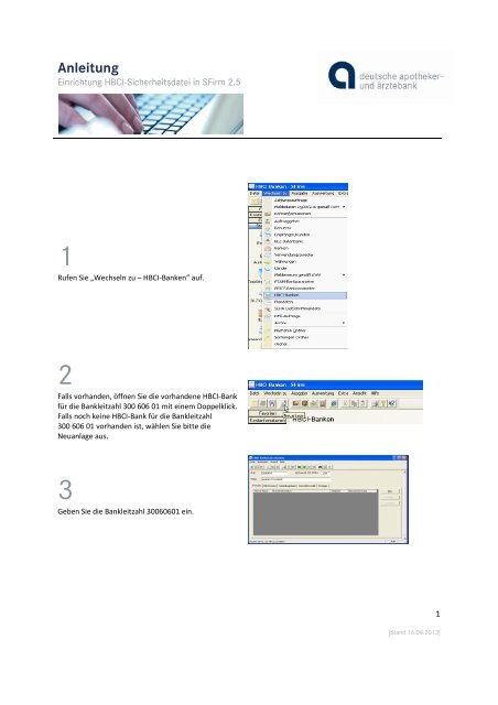 Anleitung: SFirm 2.5 - Einrichtung HBCI-Sicherheitsdatei