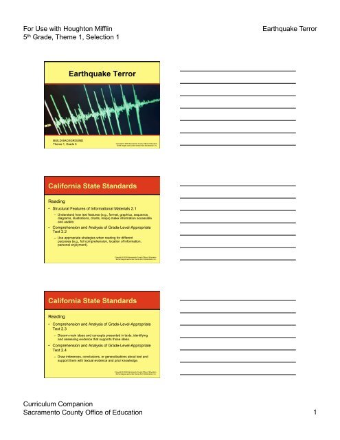 Earthquake Terror Handout - Curriculum Companion