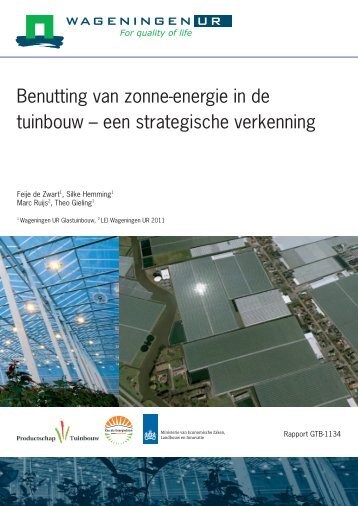 Benutting van zonne-energie in de tuinbouw â een ... - Energiek2020