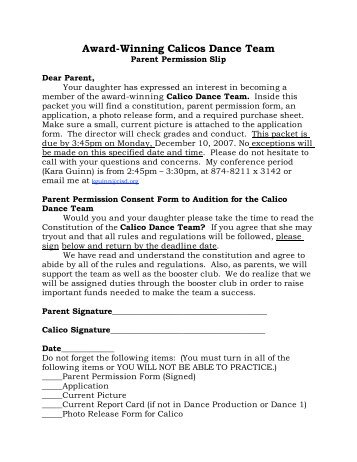 parental permission letters