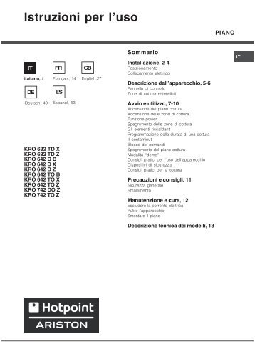 Istruzioni per l'uso - Hotpoint