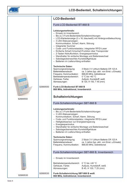 Bidirektionales Funksystem Agility 3 Produktkatalog 2014/2015 - ABI ...