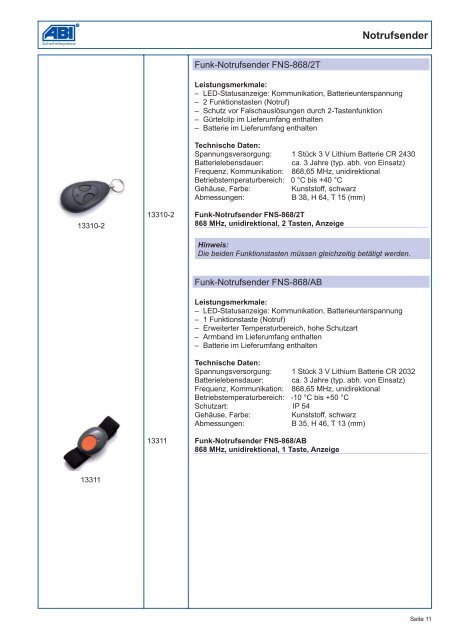 Bidirektionales Funksystem Agility 3 Produktkatalog 2014/2015 - ABI ...