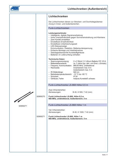 Bidirektionales Funksystem Agility 3 Produktkatalog 2014/2015 - ABI ...