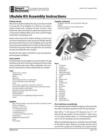 Ukulele Kit Assembly Instructions - Woodcraft