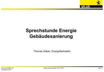 Sprechstunde Energie in Thayngen - Energieagenda