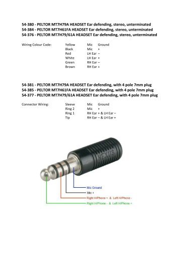 PELTOR MT7H79A/61A Wiring Information Wiring colour code for ...