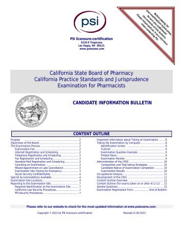 CPJE Candidate Information Bulletin - Board of Pharmacy - State of ...