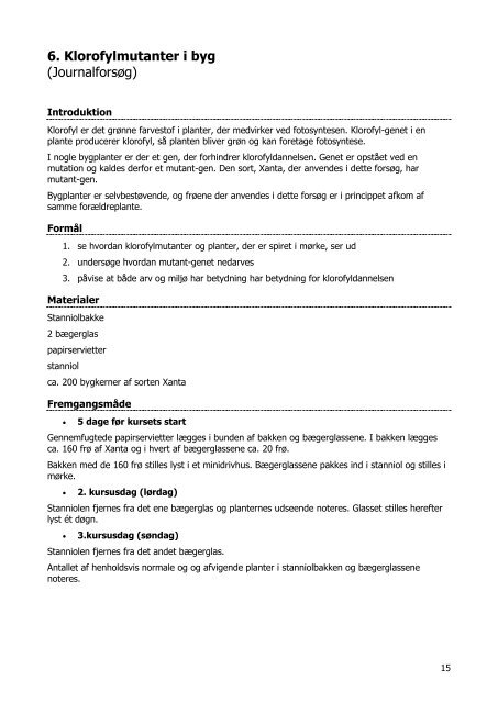 Laboratoriekursus Biologi C-niveau - KVUC