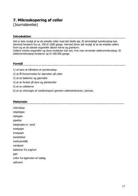 Laboratoriekursus Biologi C-niveau - KVUC