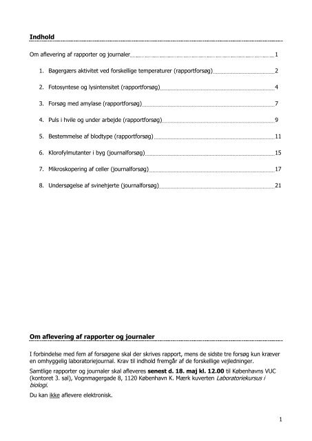 Laboratoriekursus Biologi C-niveau - KVUC