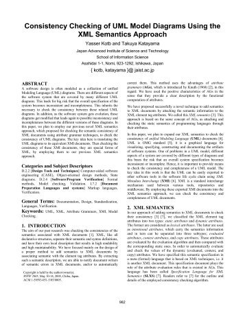 Consistency Checking of UML Model Diagrams Using the XML ...