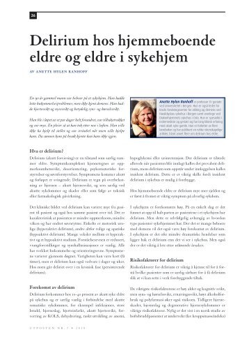 Delirium hos hjemmeboende eldre og eldre i sykehjem - Utposten