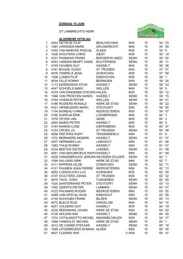 zondag 10 juni st lambrechts herk algemene uitslag 1 4044 detiege ...
