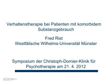 Substanzgebrauch bei Pt-Patienten - Christoph-Dornier-Klinik für ...