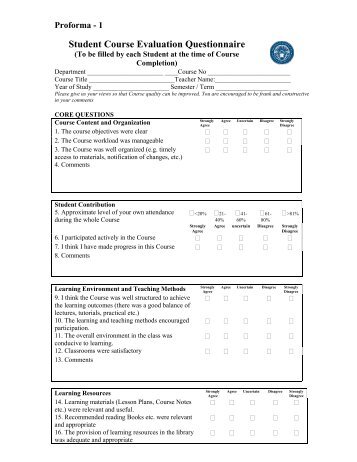 Student Course Evaluation Questionnaire - National University of ...