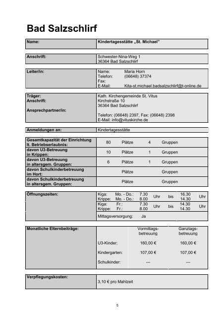 Verzeichnis mit Beschreibungen und Kontaktdaten - Landkreis Fulda