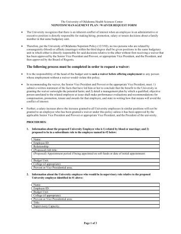 Nepotism Policy and Management Plan / Waiver Request Form