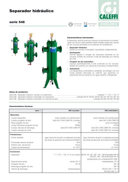 Separador hidrÃ¡ulico. - Caleffi