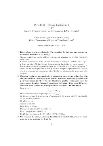 TP7 SÃ©ance d'exercices sur les technologies LAN ... - Petit Fichier