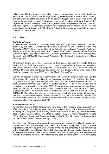 2006 ANNUAL REPORT & PROGRAMME REPORT ... - Prolinnova