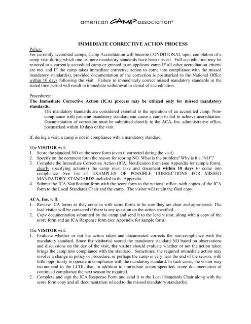immediate corrective action meaning