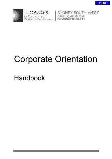 Corporate Orientation Handbook 2008 - Sydney South West Area ...