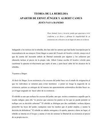 teoria de la rebeldia apartir de ernst jÃ¼nger y albert camus